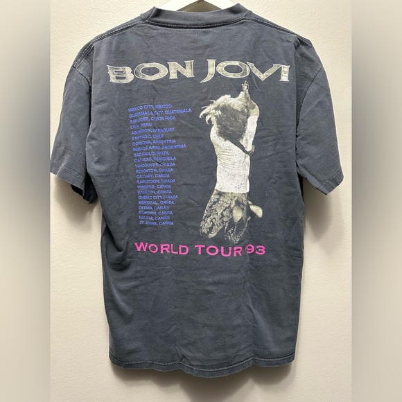 BROCKUM TAG 1993 BON JOVI WORLD TOUR TEE BLACK - Picture 4 of 4